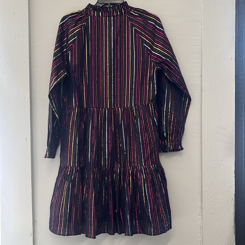 Roller Rabbit Janni Rainbow Lurex Stripe Tiered Swing Dress Size XS - Picture 5 of 5